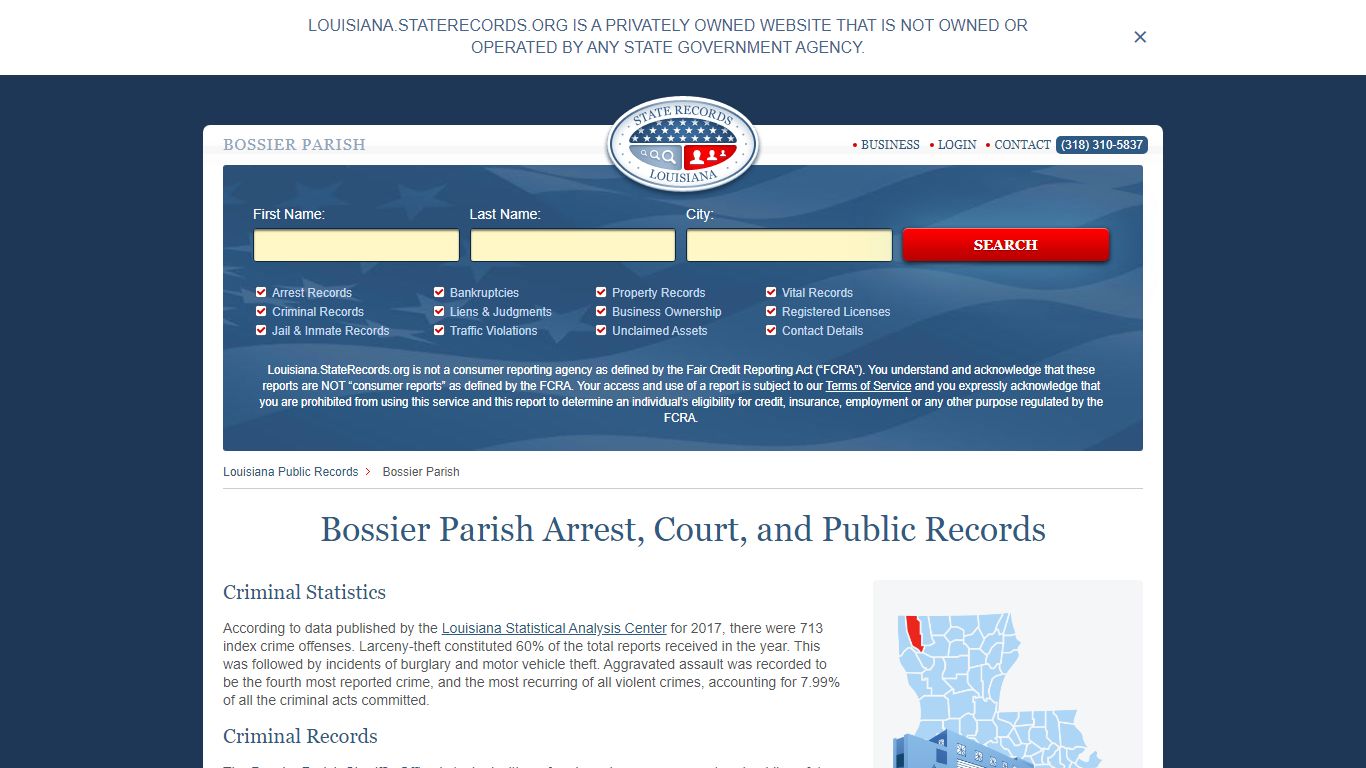 Bossier Parish Arrest, Court, and Public Records